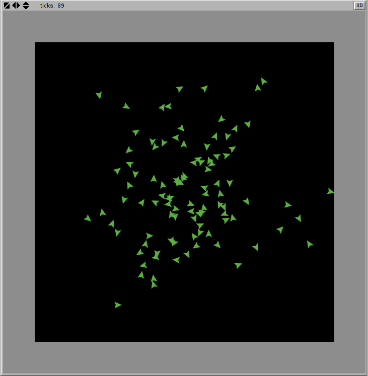 NetLogo random walk model view